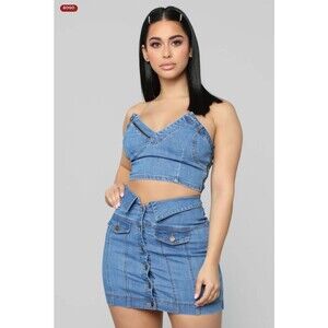 In My Closet Denim Skirt Set - Medium Wash fashion nova size xs